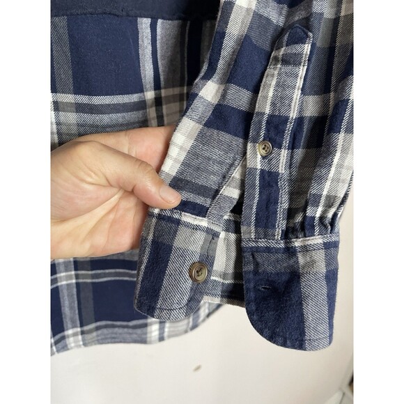 Sojara Upcycled Chigaco Bears Large Oversized Blue Flannel Chaps - Picture 7 of 7